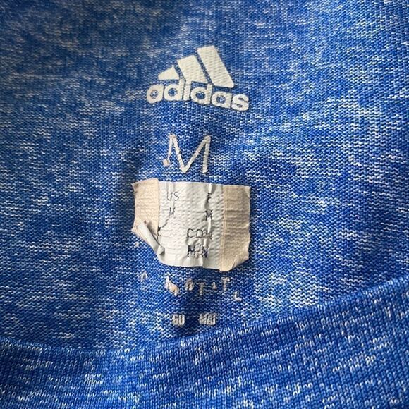 2 Adidas Mens Climalite Heather Gray Workout Logo Blue T-Shirt Tee 2996A Medium - Picture 7 of 11